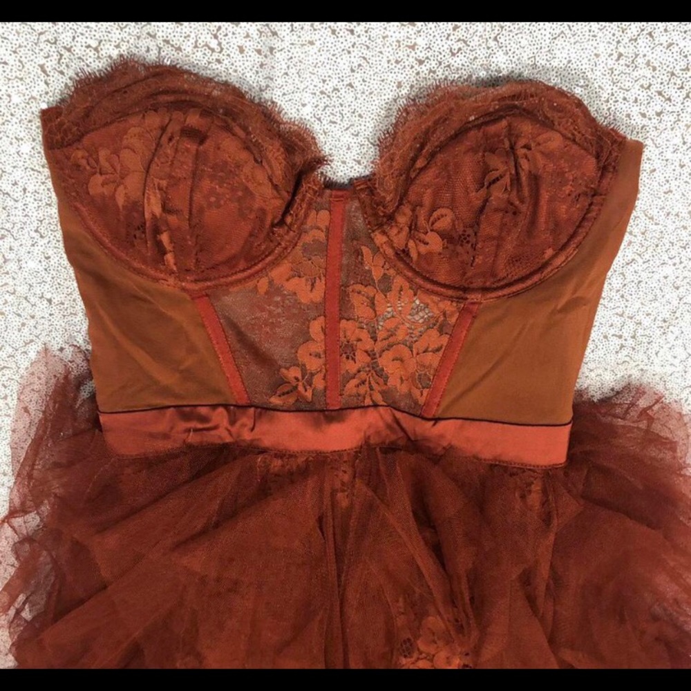 FOR LOVE & LEMONS - X REVOLVE BUSTIER GOWN - RUST